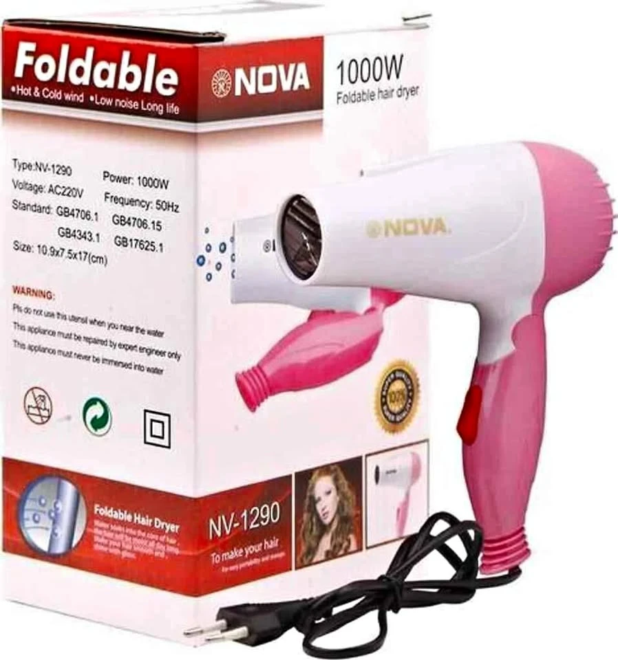 Nova 1000W NV - 1290 Fordable Hair Dryer